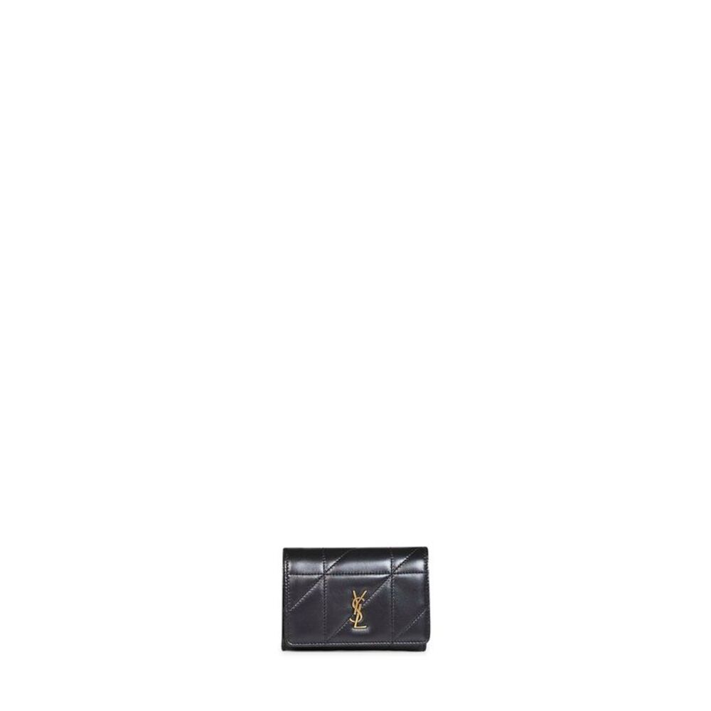 Saint Laurent Women Black Jamie Slim Tri-Fold Wallet In Lambskin<Br/>